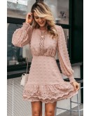 Calais Lace Skater Dress in Pink