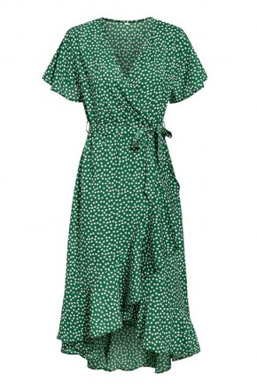 Nikki Wrap Midaxi Dress in Green