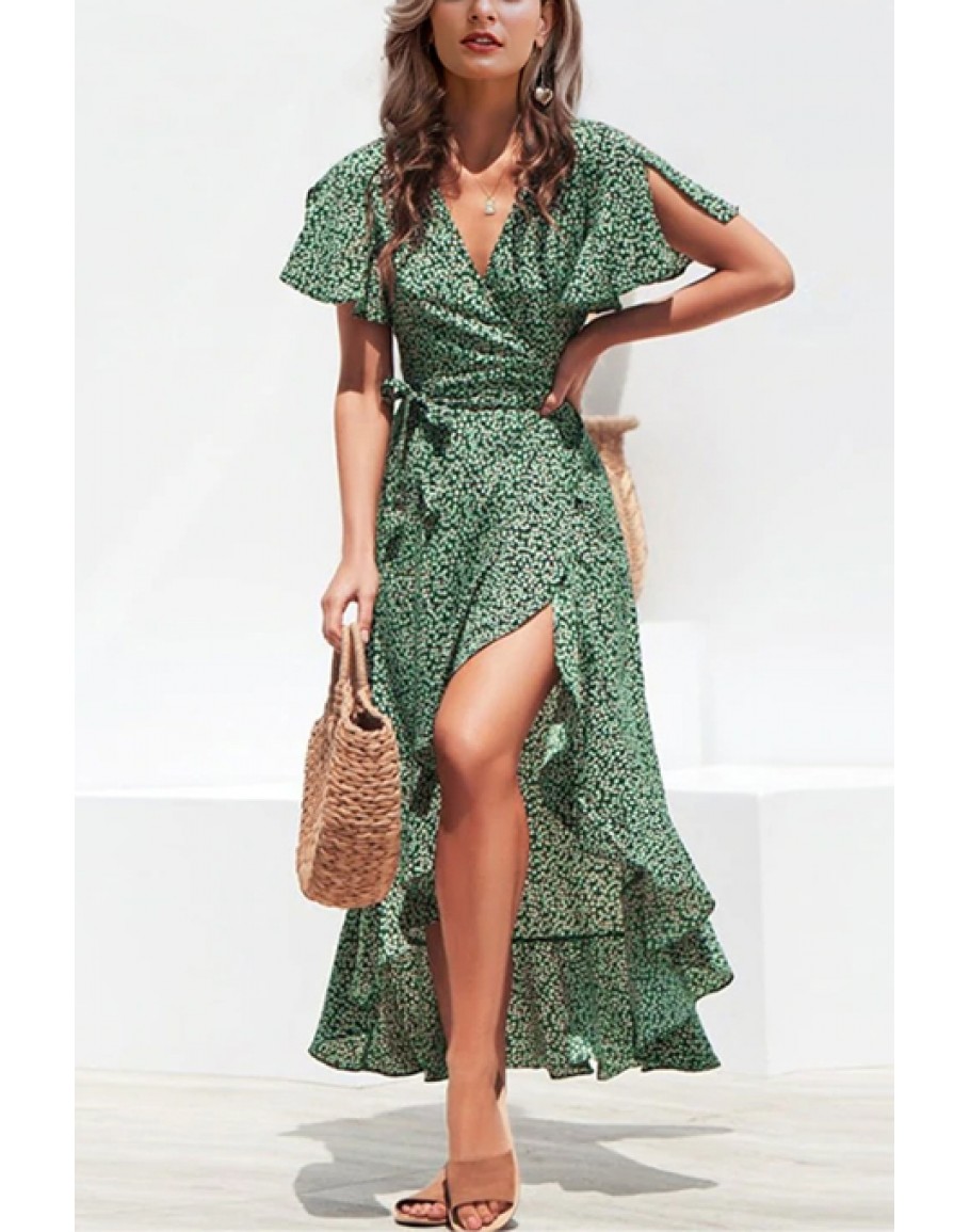 Nikki Wrap Midaxi Dress in Green | Awesome Jade