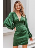 Valerie Lantern Sleeve Green Dress