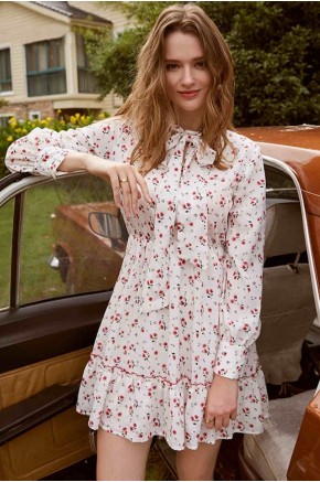 Adell Tie-Neck Floral Dress