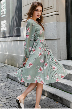 Verona Floral Pleated Midi Dress