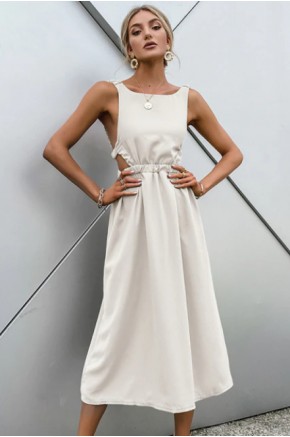 Tahlia Modern Backless Dress in Off-White