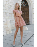 Jasmine Ruffles Pink Skater Dress