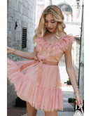 Jasmine Ruffles Pink Skater Dress