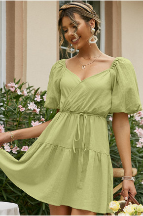 Adare Puffy Sleeves Dress in Green