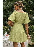 Adare Puffy Sleeves Dress in Green