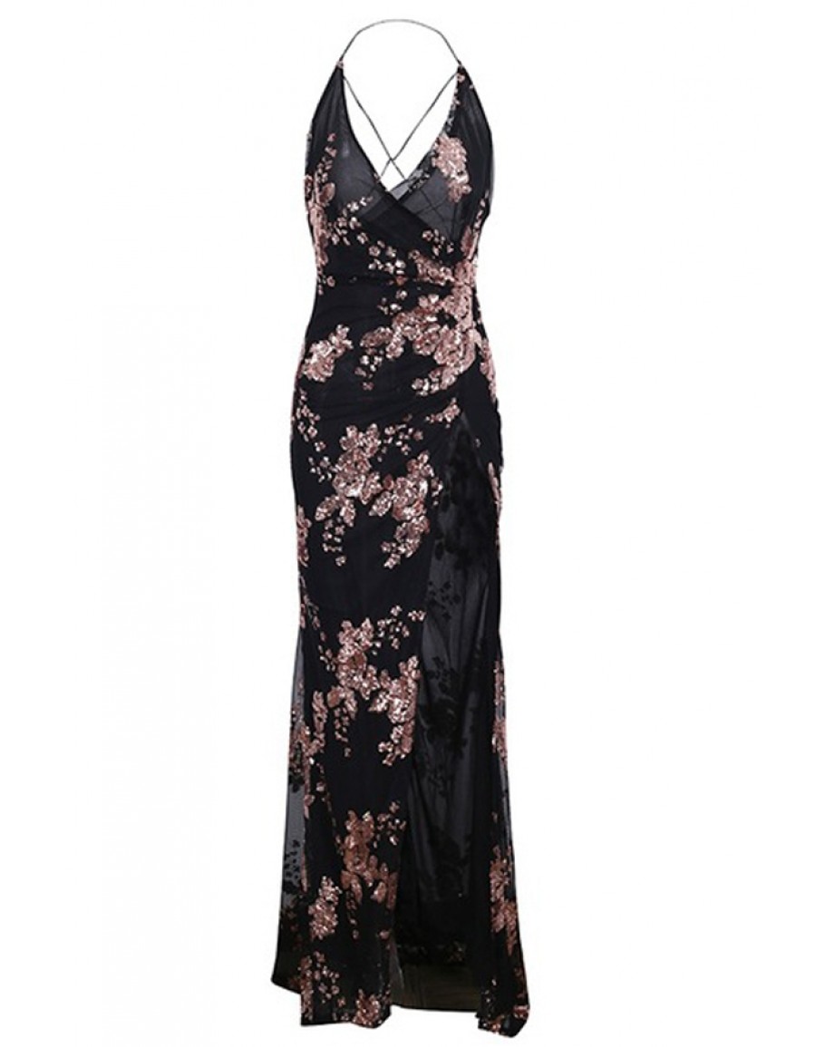 Edessa Sequin Maxi Dress in Black | Awesome Jade