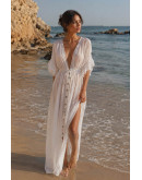 Cassia Sheer White Maxi Cover-Up