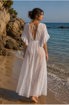 Cassia Sheer White Maxi Cover-Up