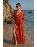 Cassia Sheer Terracotta Maxi Cover-Up