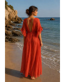 Cassia Sheer Terracotta Maxi Cover-Up