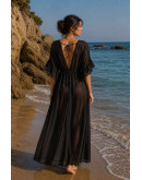 Cassia Sheer Black Maxi Cover-Up