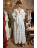 Cassia Sheer White Maxi Cover-Up