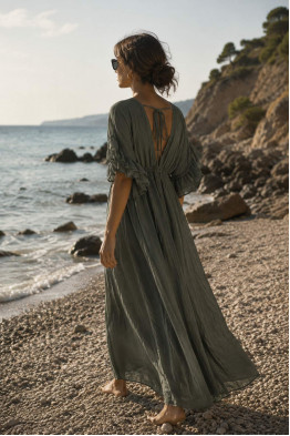 Cassia Sheer Green Maxi Cover-Up