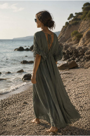 Cassia Sheer Green Maxi Cover-Up