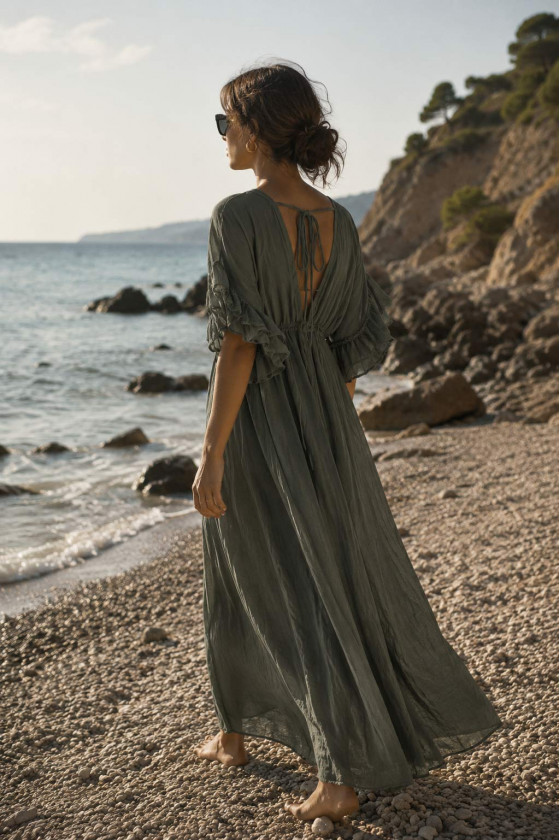 Cassia Sheer Green Maxi Cover-Up