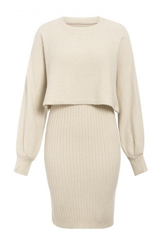 Jacey Two Piece Knit Dress in Off-White