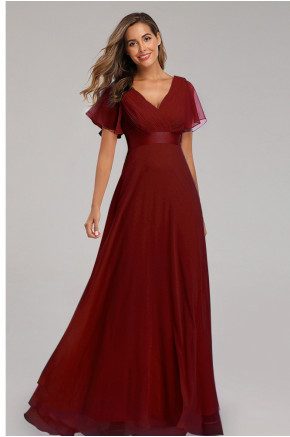 Elysian Grace Chiffon Gown in Burgundy