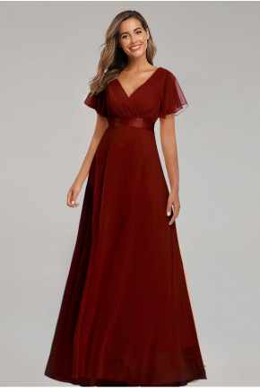 Elysian Grace Chiffon Gown in Burgundy