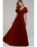 Elysian Grace Chiffon Gown in Burgundy