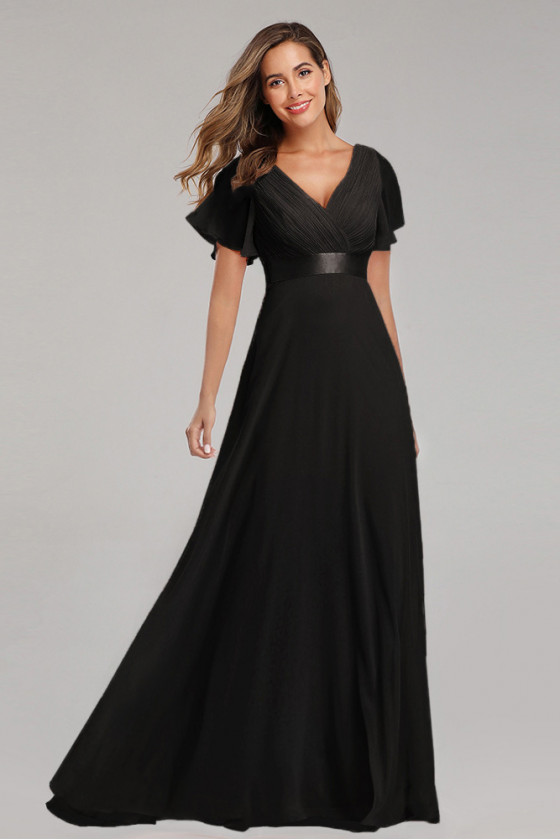 Elysian Grace Chiffon Gown in Black