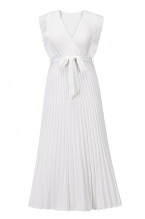 Ethereal Pleated Maxi White Dress