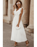 Ethereal Pleated Maxi White Dress