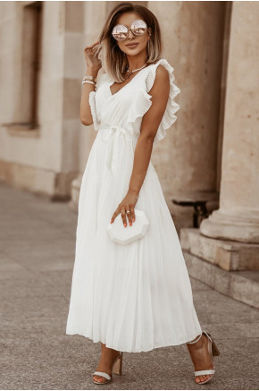 Ethereal Pleated Maxi White Dress