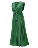 Ethereal Pleated Maxi Green Dress