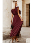 Ethereal Pleated Maxi Red Dress