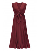 Ethereal Pleated Maxi Red Dress