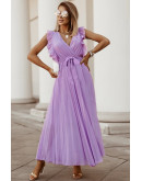 Ethereal Pleated Maxi Purple Dress