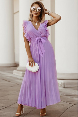 Ethereal Pleated Maxi Purple Dress