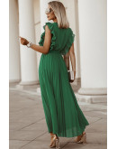 Ethereal Pleated Maxi Green Dress