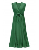 Ethereal Pleated Maxi Green Dress