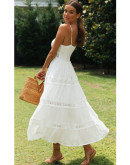 Eva Spaghetti Straps White Sundress