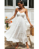 Eva Spaghetti Straps White Sundress