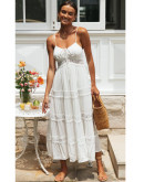 Eva Spaghetti Straps White Sundress