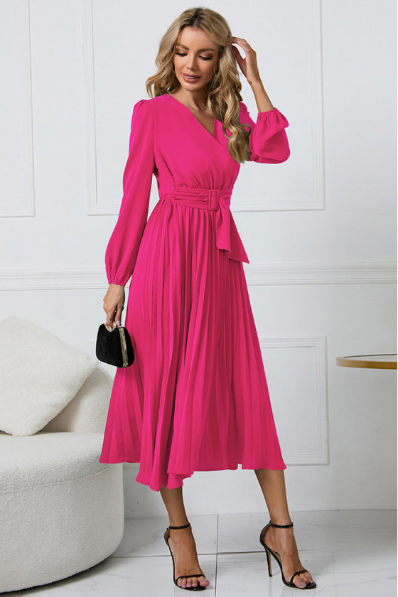 Statement Wrap Pink Midi Dress