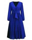 Statement Wrap Blue Midi Dress