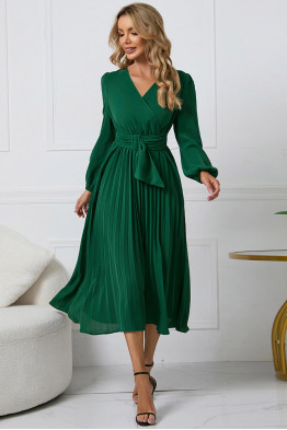 Statement Wrap Green Midi Dress