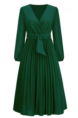 Statement Wrap Green Midi Dress