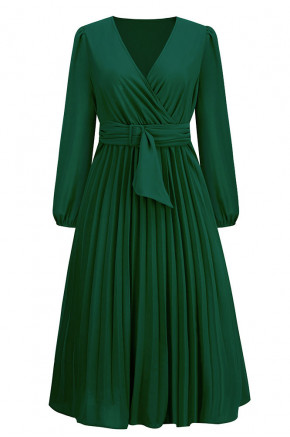 Statement Wrap Green Midi Dress