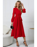 Statement Wrap Red Midi Dress