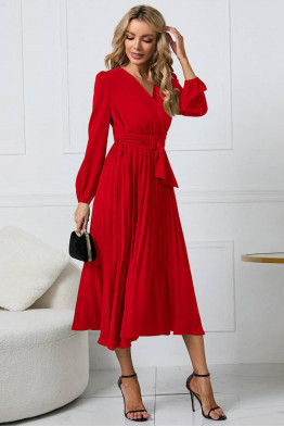 Statement Wrap Red Midi Dress