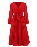 Statement Wrap Red Midi Dress