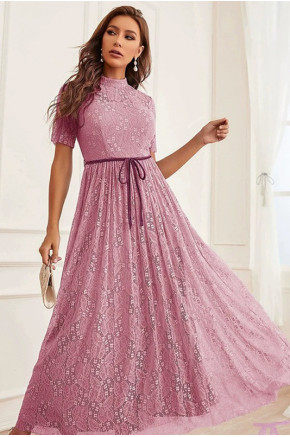 Elea Lace Maxi Dress in Pink