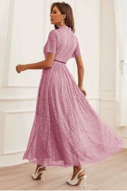 Elea Lace Maxi Dress in Pink