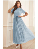 Elea Lace Maxi Dress in Light Blue